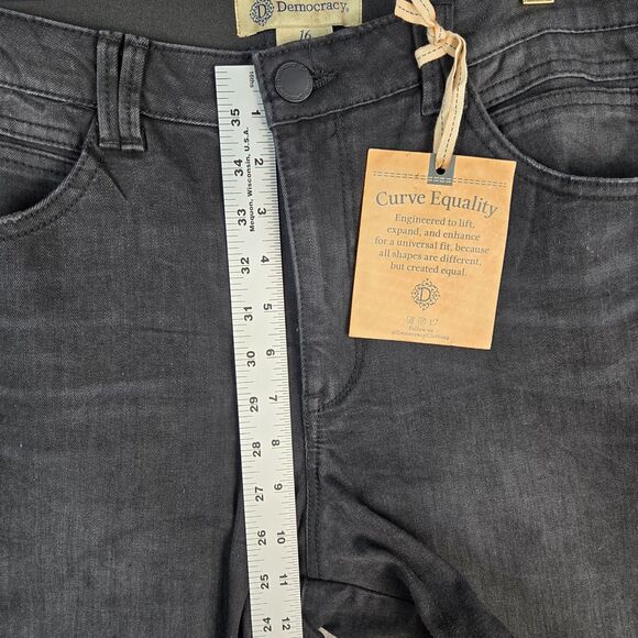 Democracy Ab Technology Kick Flare Jeans Women Sz 16 Black Denim Biker Punk NWT - Picture 13 of 16